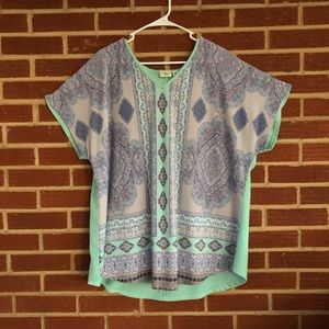 Cato | Purple & Mint Floral Top